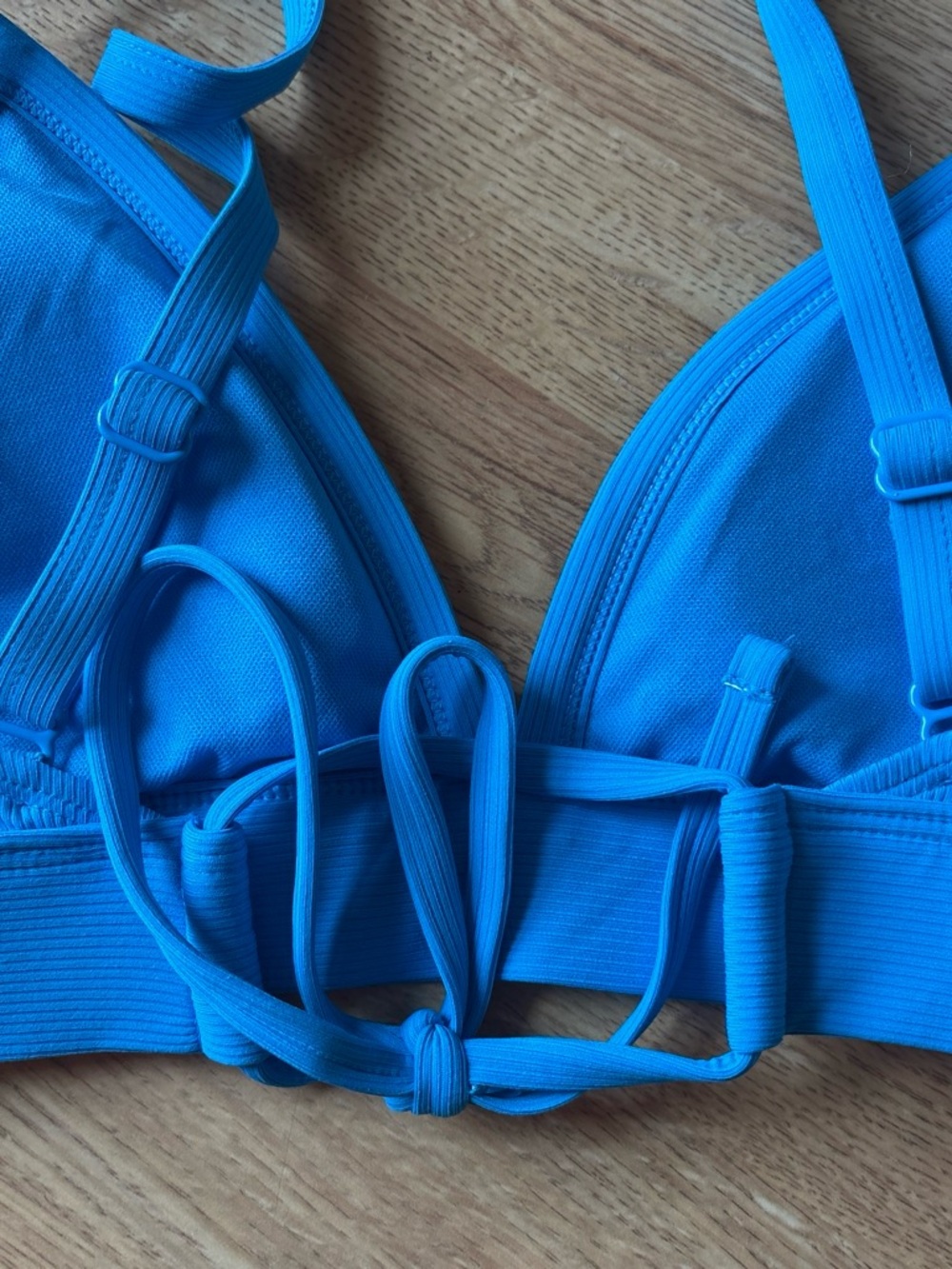 Target Bright Blue Ribbed Triangle Bikini Top - Picture 5 of 5